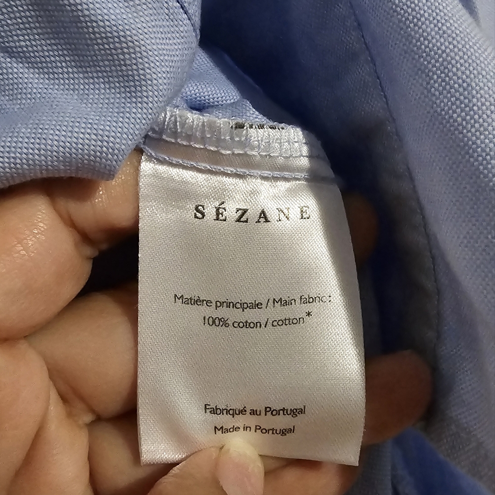 Sezane Poplin Button Down Tunic Shirt Blue size 34 / S - Picture 7 of 7